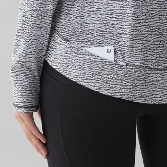 Lululemon Squad Goals Hoodie Sheer Luon Pebble Jacquard White Black Pullover 2 - Picture 8 of 10